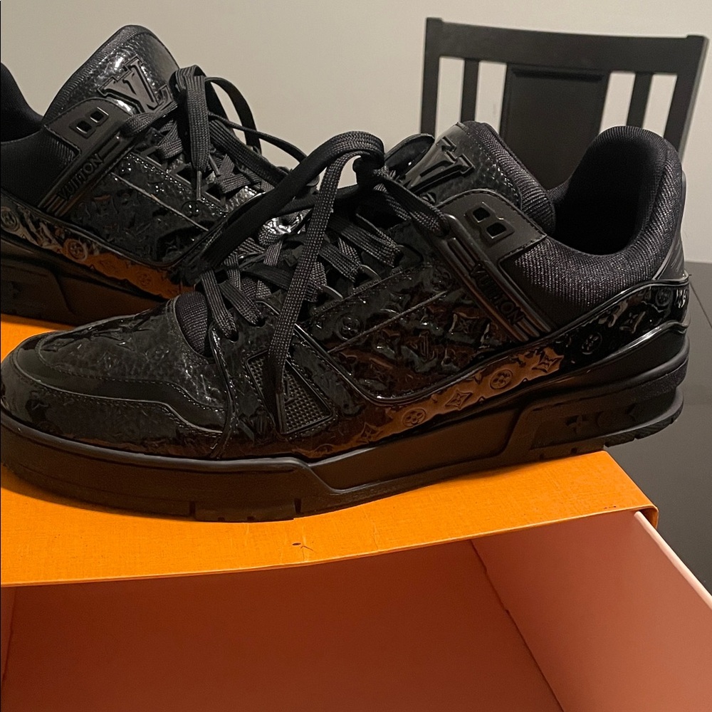 Louis Vuitton Shiny Black Monogram Sneakers